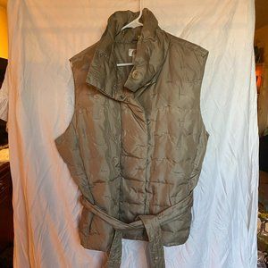 Talbots Tan Colored Goose Down Vest with Belt XL